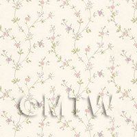 Dolls House Tiny Pastel Pink And Mauve Trailing Meadow Flower Wallpaper 