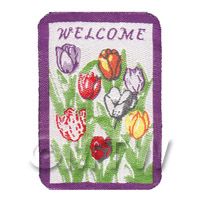 1/12th scale - Dolls House Tulip Decorated Welcome Mat (WM6)