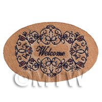 Dolls House Miniature Oval Welcome Mat Ornate Design (NW6)