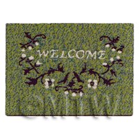 Dolls House 58mm Green Welcome Mat With Floral Design (NW18)