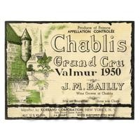 Miniature French Chablis Grand Cru White Wine Label (1950 Vintage)