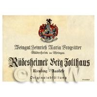 Miniature German Rudesheimer Berg Dollhaus White Wine Label 