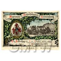 Miniature German Marimin Grunhauser Herrenberg White Wine Label (1950 Vintage)