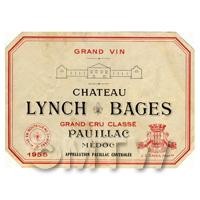 Miniature French Chateau Lynch Bages White Wine Label (1955 Vintage)