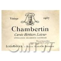 Miniature French Chambertin White Wine Label (1957 Vintage)
