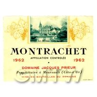 Miniature French Montrachet White Wine Label (1962 Vintage)