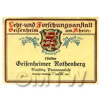 Miniature German Geifenheimer Rothenberg White Wine Label (1949 Vintage)