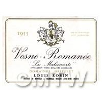 Miniature French Vosne Romanee Red Wine Label (1955 Vintage)