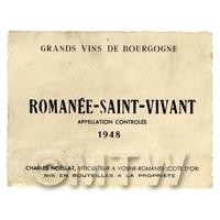 Miniature French Romanee Saint Vivant White Wine Label (1948 Vintage)