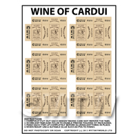 Dolls House Miniature Packaging Sheet of 6 Wine of Cardui