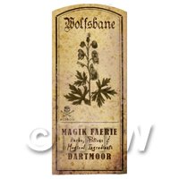 Dolls House Herbalist/Apothecary Wolfsbane Herb Short Sepia Label