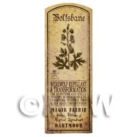 Dolls House Herbalist/Apothecary Wolfsbane Herb Long Sepia Label