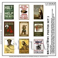 Dolls House Miniature World War One Set of 9 Posters - Set 3